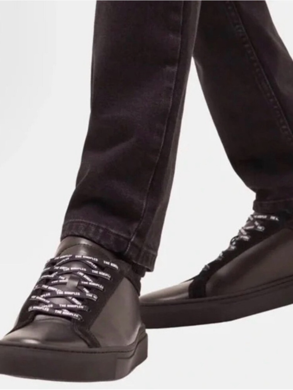 The kooples Men's Black Leather Low-Top Sneakers with Vinyl Size US 6 - EU 39